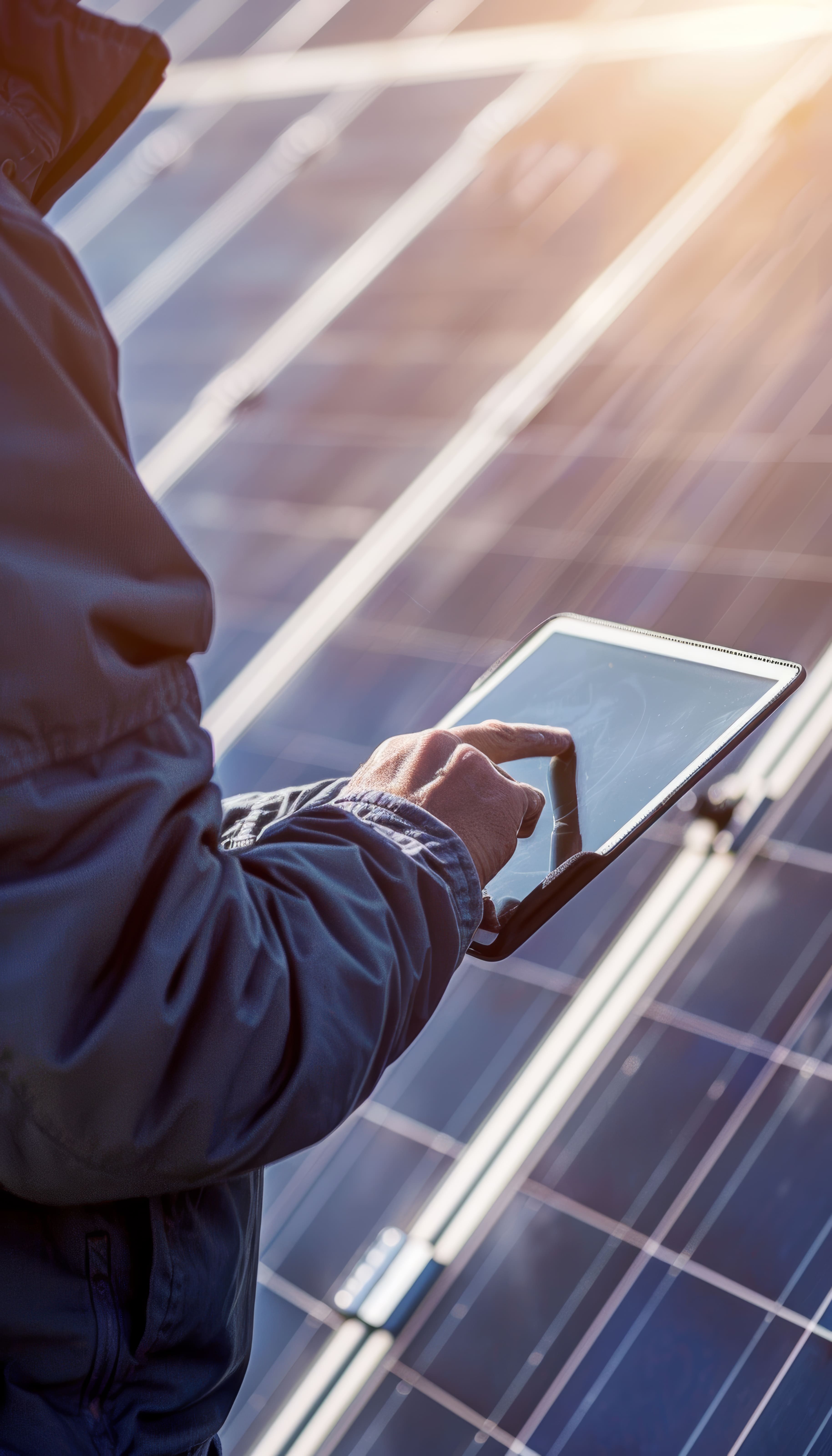technician-using-tablet-monitor-solar-panels-remotely-renewable-energy-maintenance